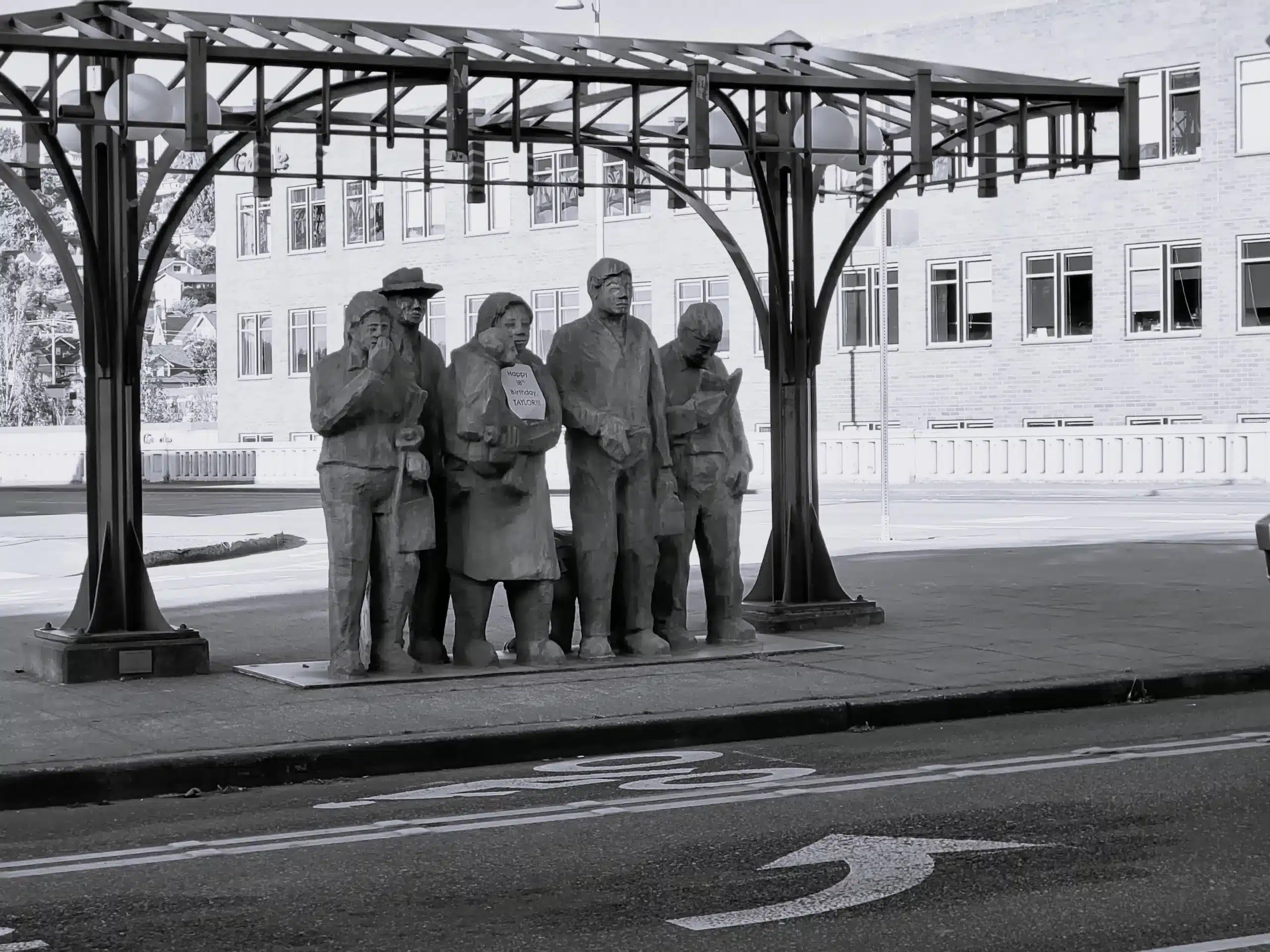 Waiting for the Interurban sculpture on N 34th Street in Fremont, Seattle — blocks from the Extreme Handyman shop